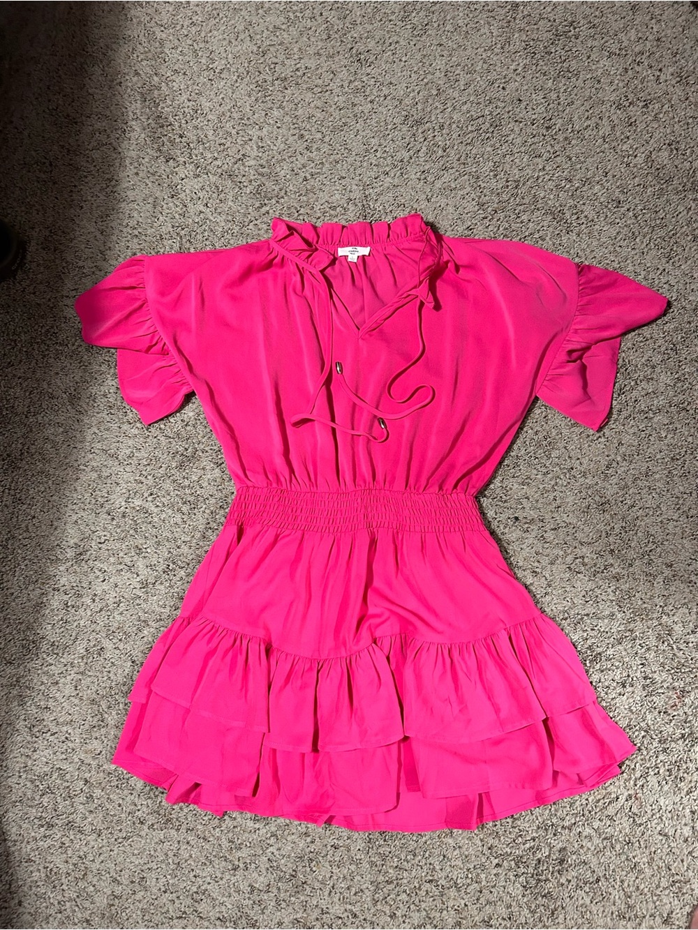 Entro Vibrant Pink Ruffle Tiered Mini Dress